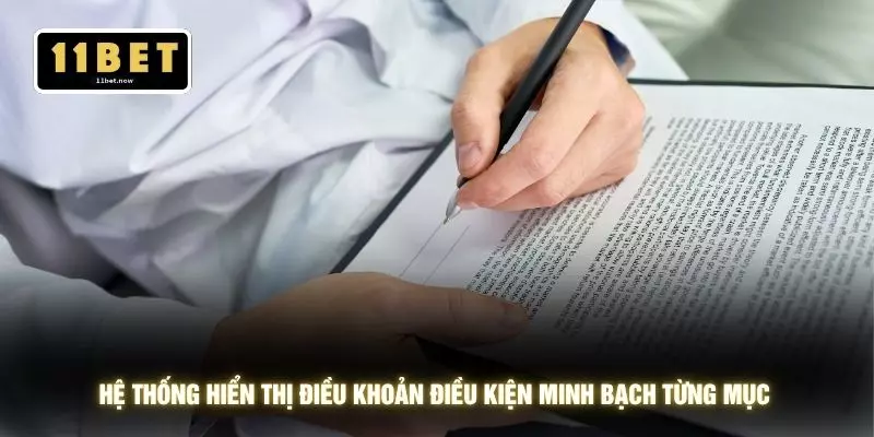 Điều khoản điều kiện 1 Hệ thống hiển thị điều khoản điều kiện minh bạch từng mục
